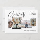 Invitation Moderne Design Graduation Quatre Photo Collage Gra (Devant)