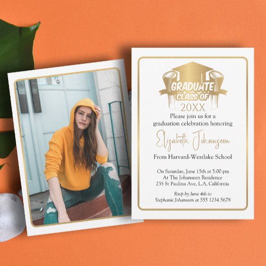 Invitation Moderne Design Script or Photo Graduation