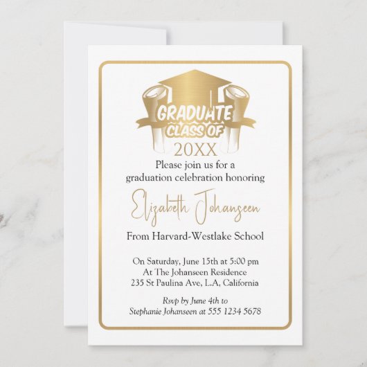 Invitation Moderne Design Script or Photo Graduation (Devant)