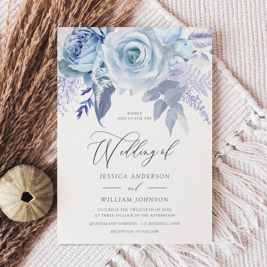 Invitation Moderne design tendance Dusty Blue Mariage
