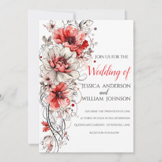 Invitation Moderne design tendance Mariage rouge Blush