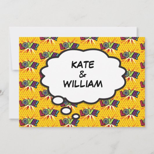 Invitation Moderne Designer Love Fun Comic Mariage (Dos)