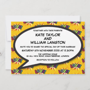 Invitation Moderne Designer Love Fun Comic Mariage