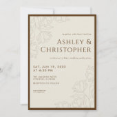 Invitation Moderne dessiné Floral Golden Brown Mariage (Devant)