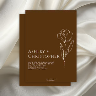 Invitation Moderne dessiné Floral Golden Brown Mariage