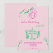 Invitation moderne dessinée à la main pour un dîne (Devant / Derrière)