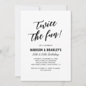 Invitation Moderne Deux Fois La Fun Joint Anniversaire (Devant)
