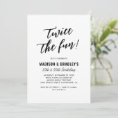 Invitation Moderne Deux Fois La Fun Joint Anniversaire (Debout devant)