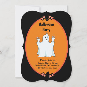 Invitation moderne d'Halloween avec fantôme et cha