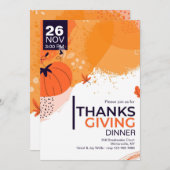 Invitation Moderne Dîner Thanksgiving (Devant / Derrière)