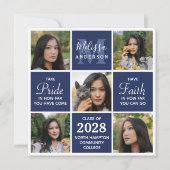 Invitation Moderne Diplômé 5 Photo Marine Blue Graduation Inv (Devant)