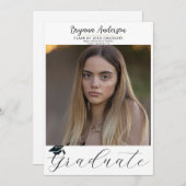 Invitation Moderne Diplômé à la mode Photo Cap Graduation (Devant / Derrière)