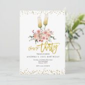 Invitation Moderne Dorée pour Trente Ans (Debout devant)