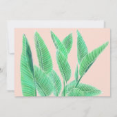 Invitation Moderne douce 16 aquarelle tropicale feuille rose (Dos)