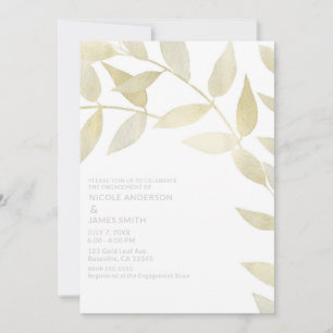 Invitation Moderne douche de fiançailles aux feuilles d'or do