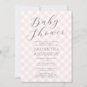 Invitation Moderne + Doux rose En vichy Baby shower fille (Devant)
