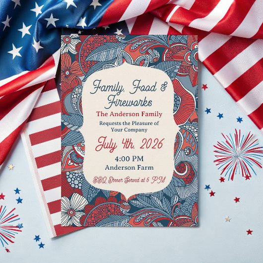 Invitation moderne du 4 juillet dans le style Amer