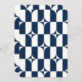 Invitation Moderne du milieu du siècle bleu et blanc (Devant / Derrière)