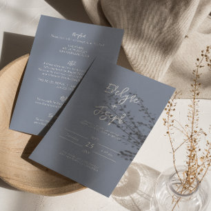 Invitation Moderne Dusty Blue Boho Chic Tout en un Mariage