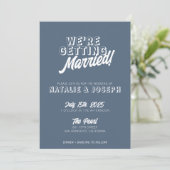 Invitation Moderne Dusty Blue Bold Whimsical Boho Mariage (Debout devant)