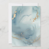 Invitation Moderne Dusty Blue Gold Ocean Waves Beach Wedding (Dos)