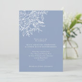 Invitation Moderne Dusty Blue Line Art Floral Mariage (Debout devant)