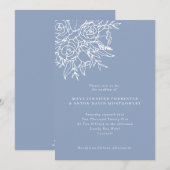 Invitation Moderne Dusty Blue Line Art Floral Mariage (Devant / Derrière)