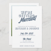 Invitation Moderne Dusty Blue Retro Bold Mariage funky (Devant / Derrière)
