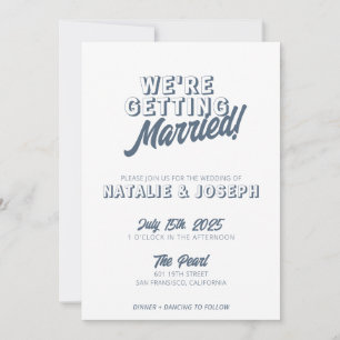 Invitation Moderne Dusty Blue Retro Bold Mariage funky