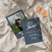 Invitation Moderne Dusty Blue Retro Bold Mariage funky