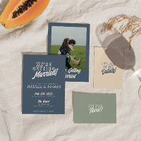 Moderne Dusty Blue Retro Bold Mariage funky