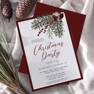 Invitation Moderne Écriture Fête de Noël aux Baies d'Hiver