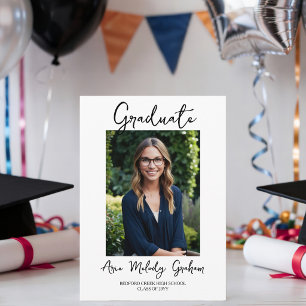 Invitation Moderne écriture manuscrite 2 Photos Graduate 