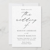 Invitation Moderne Écriture Mariage Noir et Blanc Tacheté (Devant)