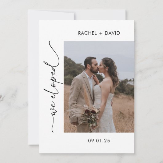 Invitation Moderne Écriture Nous nous sommes enfuis Photo Réc (Devant)