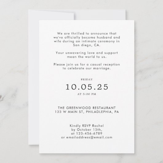 Invitation Moderne Écriture Nous nous sommes enfuis Photo Réc (Dos)