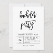 Invitation Moderne Écriture Simple Brosse Fête de Bachelor (Devant)