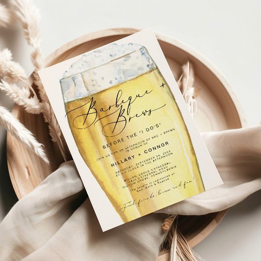 Invitation Moderne Edgy Sa & Ses Calligraphie BBQ & Brews