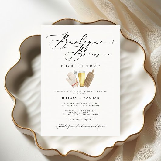 Invitation Moderne Edgy Sa & Ses Calligraphie BBQ & Brews