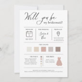 Invitation Moderne Editable couleur Bridesmaid Proposition d' (Devant)