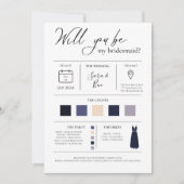 Invitation Moderne Editable couleur Bridesmaid Proposition d' (Devant)