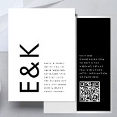 Invitation Moderne ÉDITABLE Gras Monogramme QR CODE RSVP Mari