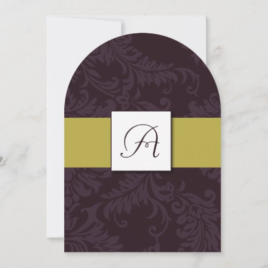 Invitation moderne Eggplant et Lime Mariage damass (Dos)