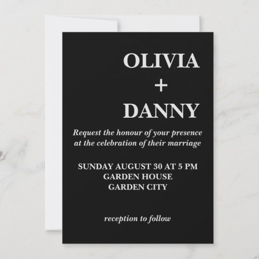 Invitation Moderne Elegance Luxury Mariage noir et blanc (Devant)