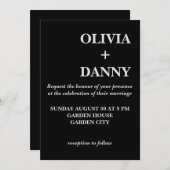 Invitation Moderne Elegance Luxury Mariage noir et blanc (Devant / Derrière)