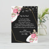 Invitation Moderne Elegance Pink Floral sera ma demoiselle d' (Debout devant)