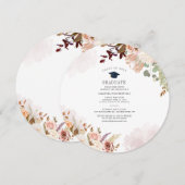 Invitation Moderne Elegant 2022 Floral Blush Graduation Party (Devant / Derrière)
