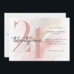 Invitation Moderne Elégant 21e anniversaire<br><div class="desc">Invitation moderne minimaliste de 21e anniversaire avec design simple avec typographie chic et script élégant.</div>