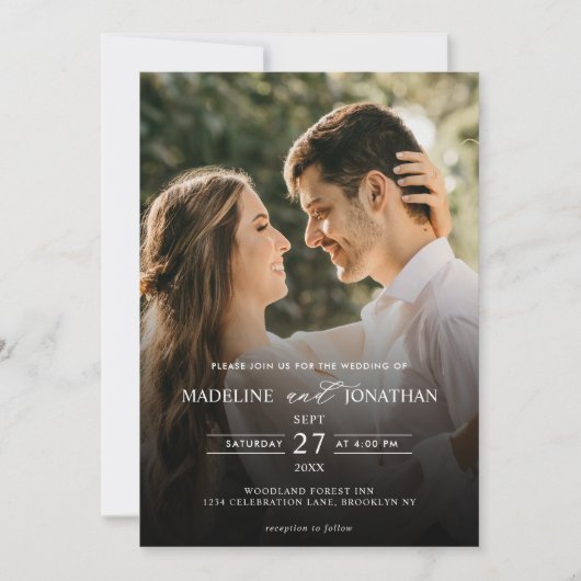 Invitation Moderne Elegant 2 Photo QR Code Tout en un Mariage (Devant)