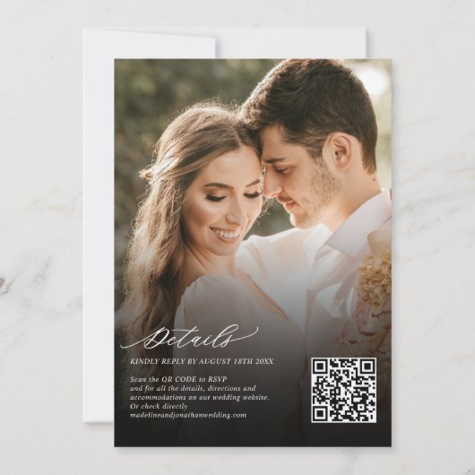 Invitation Moderne Elegant 2 Photo QR Code Tout en un Mariage (Dos)